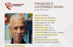 Desaparece abuelito de 69 años en Veracruz; piden apoyo para localizarlo