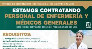 Anuncia IMSS en Nuevo León convocatoria para contratar personal de Salud Casa por Casa
