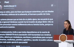 Cuenta para apoyar a Cuba que AMLO llamó a depositar está regulada y será fiscalizada: Sheinbaum