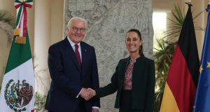 Claudia Sheinbaum se reúne con el presidente de Alemania en el Museo Maya de Cancún