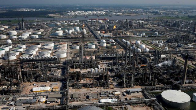 FILE PHOTO: An aerial view of the Deer Park Manufacturing Complex is seen in Deer Park, Texas,