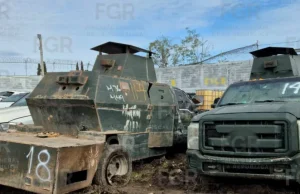 FGR destruye 18 vehículos “monstruo” con blindaje artesanal en Tamaulipas