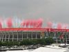 Disturbios en el Estadio Azteca: manifestantes y policías se enfrentan durante el partido inaugural